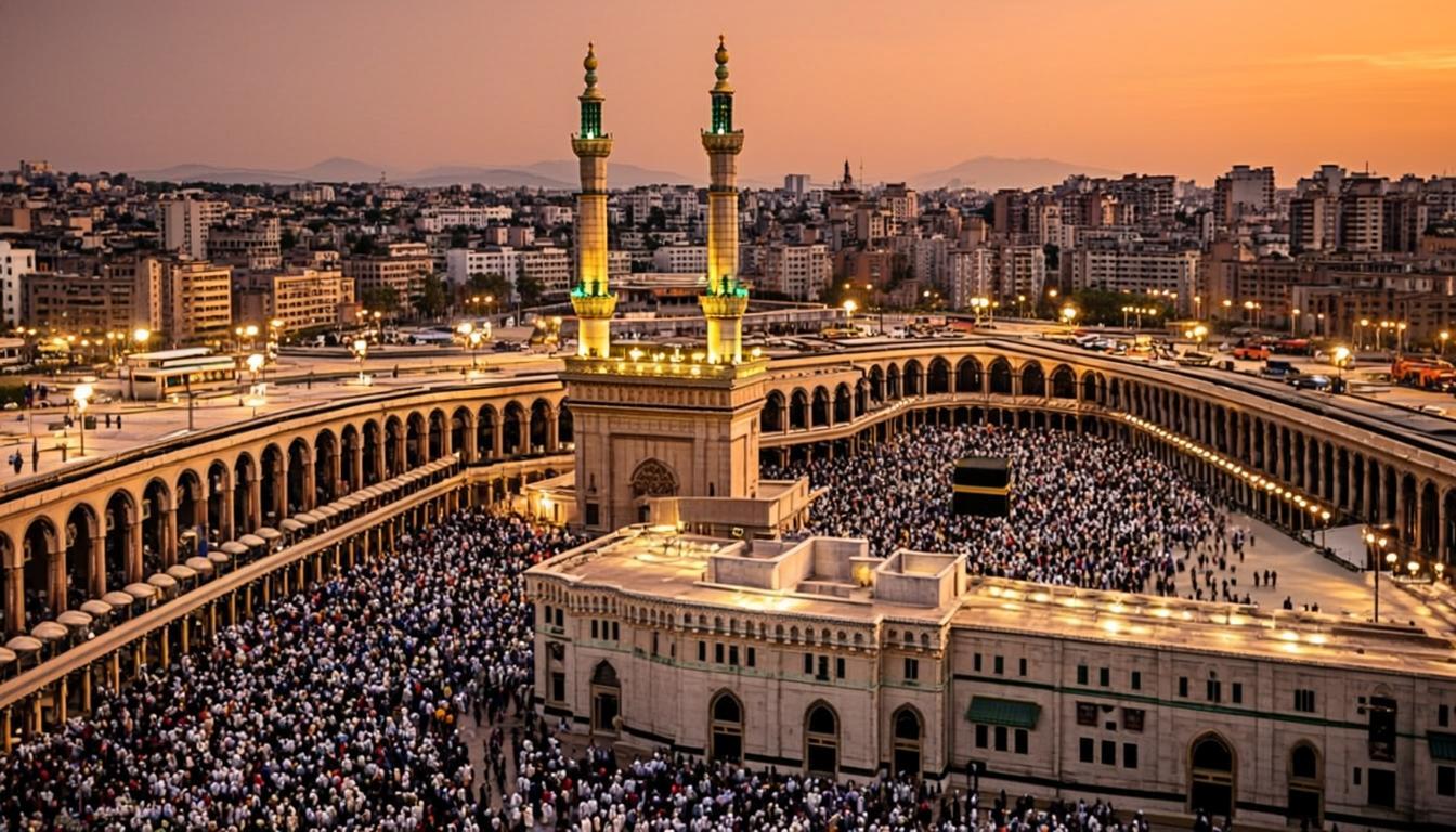 Kabah Masjidil Haram saat senja keemasan